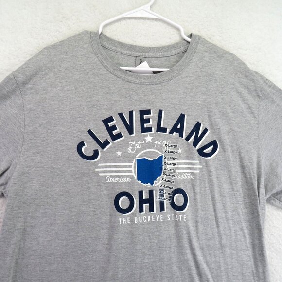 Cleveland Ohio T Shirt Size Extra Large Graphic Gray Short Sleeve New - Picture 2 of 8